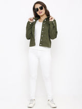 Women Solid Tailored Jacket - Olive