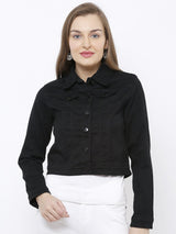 Solid Denim Jacket - Black