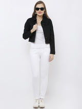 Solid Denim Jacket - Black