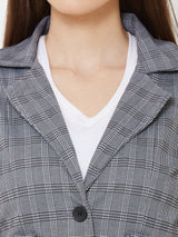 Checked Tailored Jacket - Grey