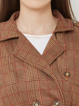 Checked Tailored Jacket - Tan