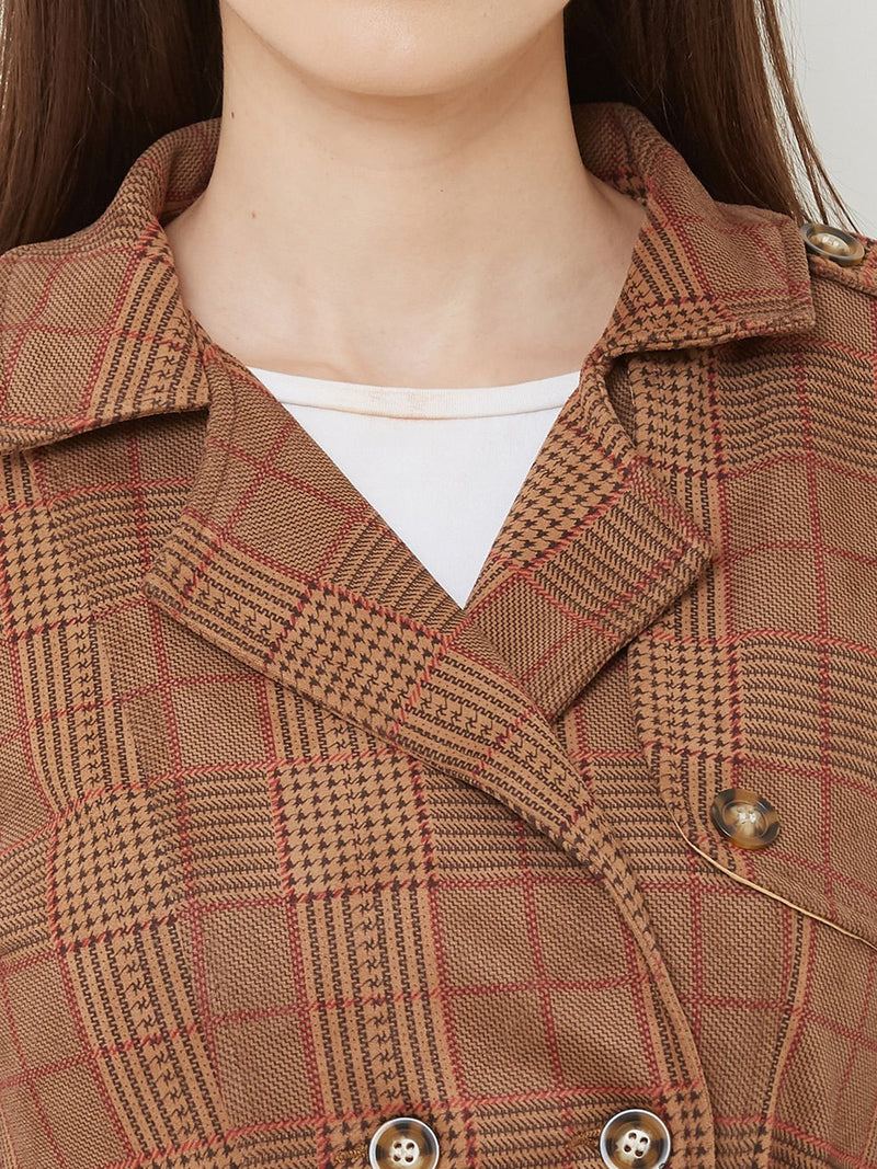 Checked Tailored Jacket - Tan