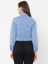 Light Blue Wovens Crop Jacket - Light Blue