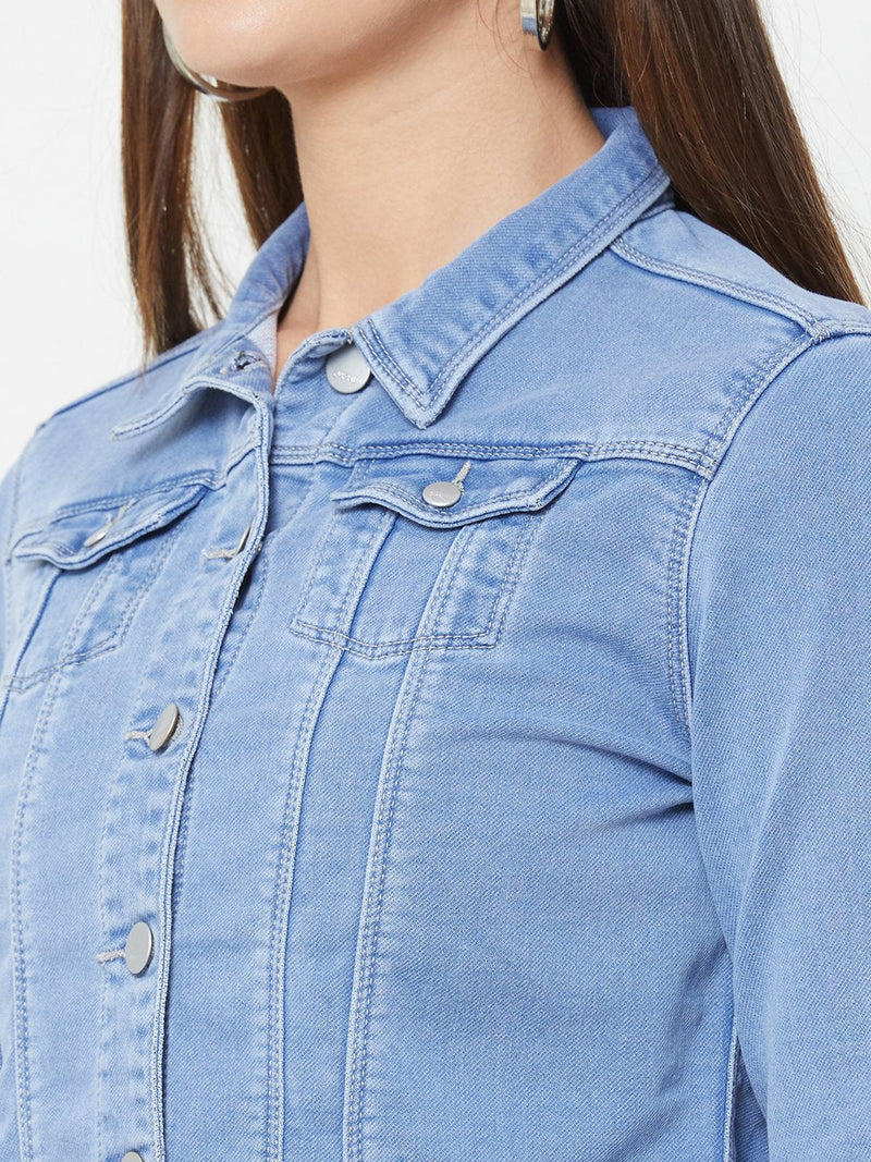 Light Blue Wovens Crop Jacket - Light Blue