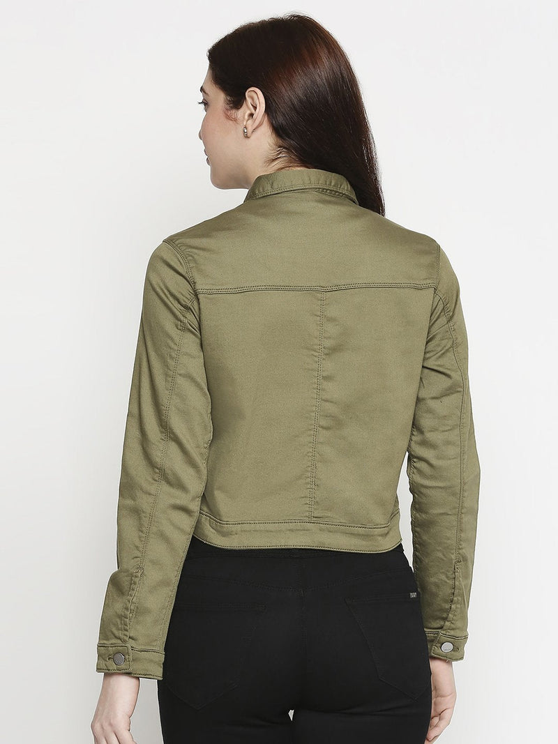 Women Solid Tailored Jacket - Olive