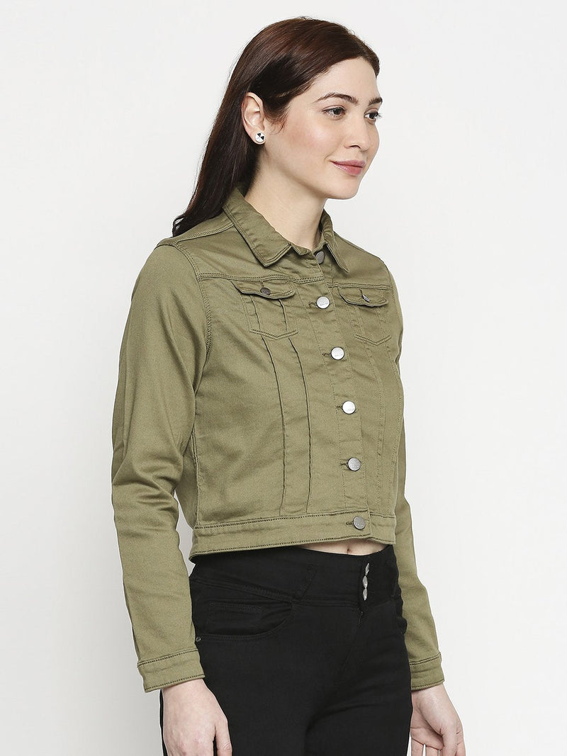 Women Solid Tailored Jacket - Olive