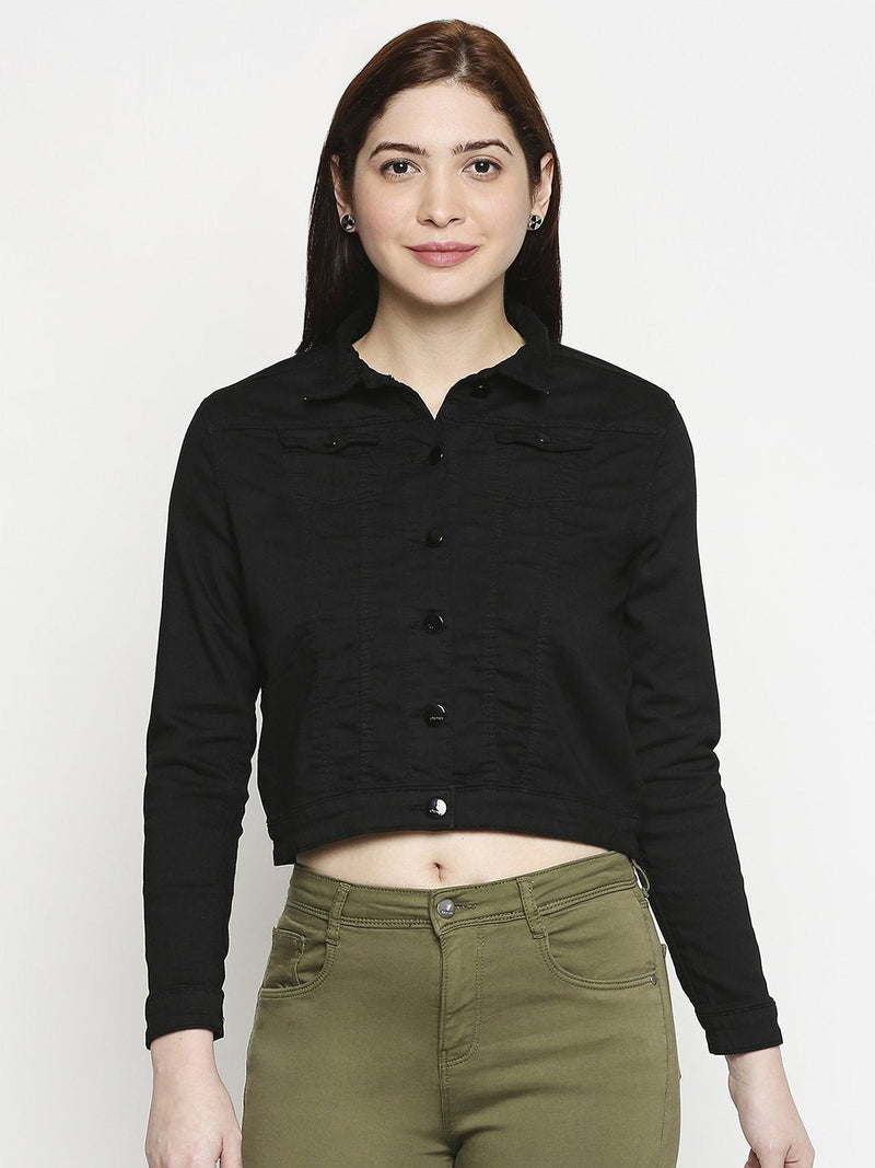 Women Denim Jacket - Black