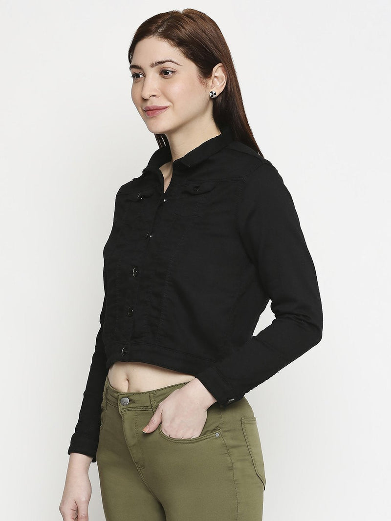 Women Denim Jacket - Black