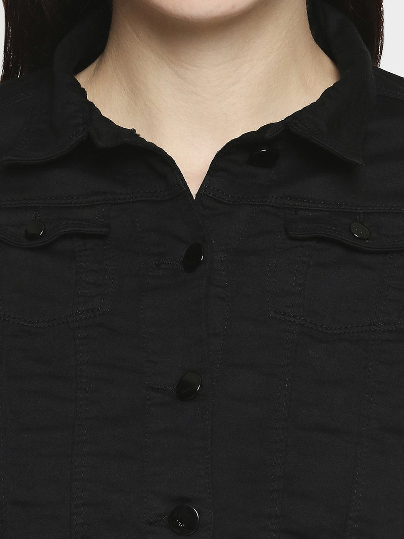 Women Denim Jacket - Black