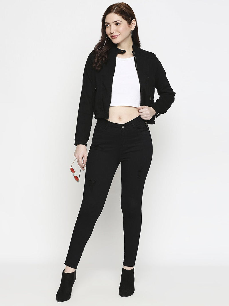 Women Denim Jacket - Black