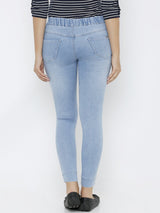 Women Solid Denim Jeggings - Light Blue