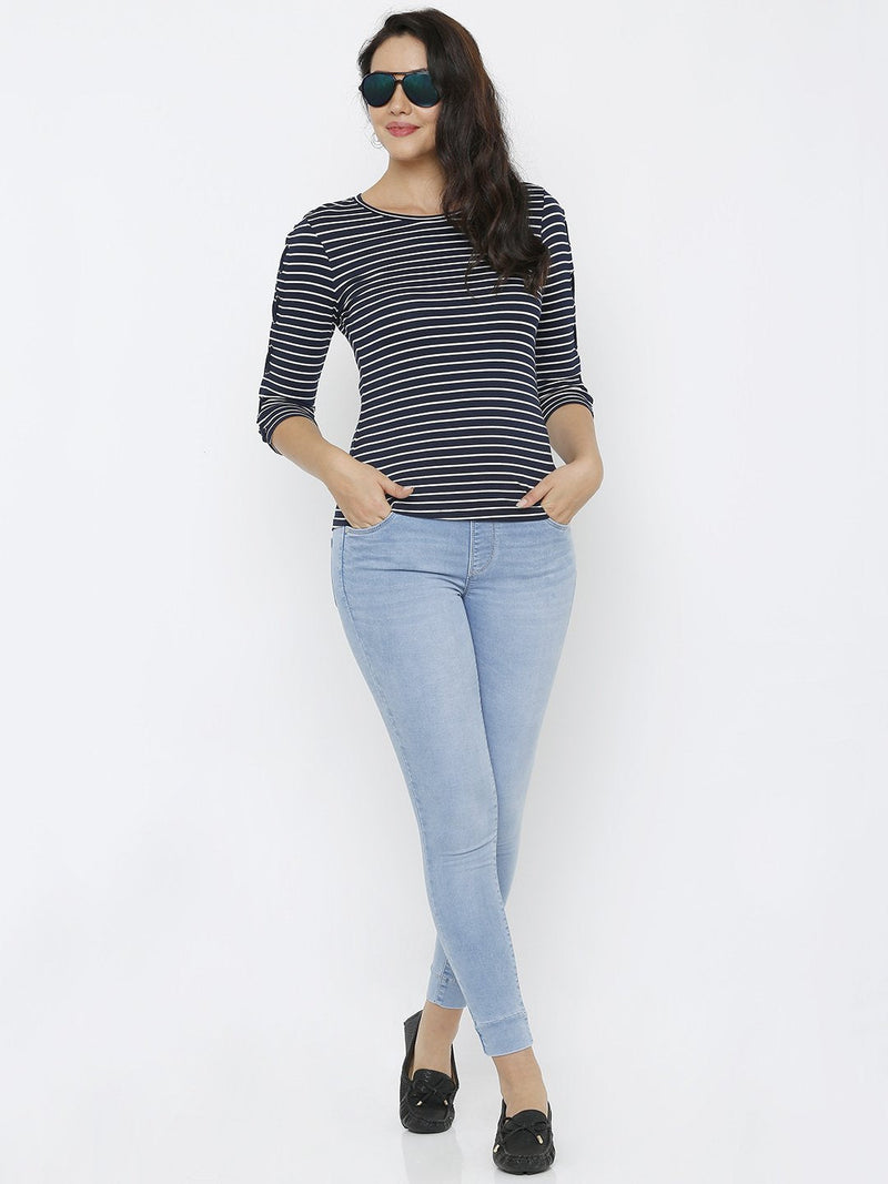 Women Solid Denim Jeggings - Light Blue
