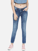 K4068 Mid-Rise Push Up Super Skinny Jeans - Blue