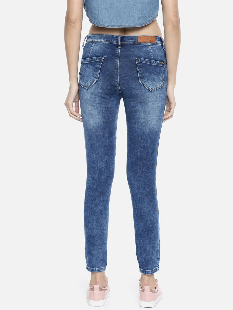 K4068 Mid-Rise Push Up Super Skinny Jeans - Blue