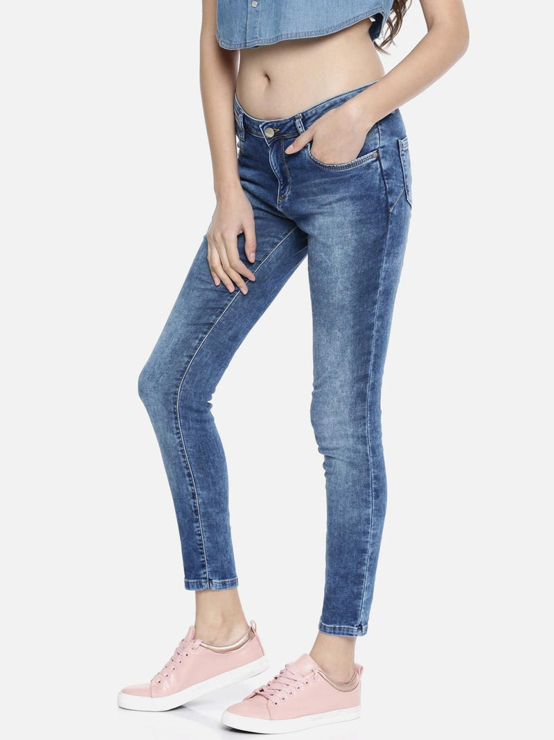 K4068 Mid-Rise Push Up Super Skinny Jeans - Blue