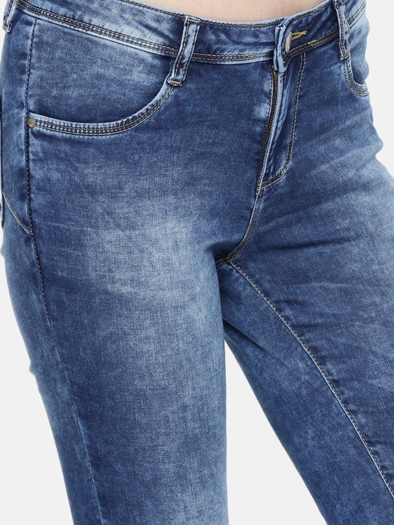 K4068 Mid-Rise Push Up Super Skinny Jeans - Blue