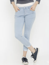 K4050 Mid-Rise Skinny Crop Length Jeans - Light Blue