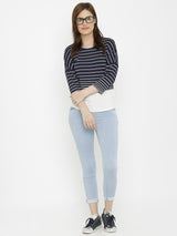 K4050 Mid-Rise Skinny Crop Length Jeans - Light Blue