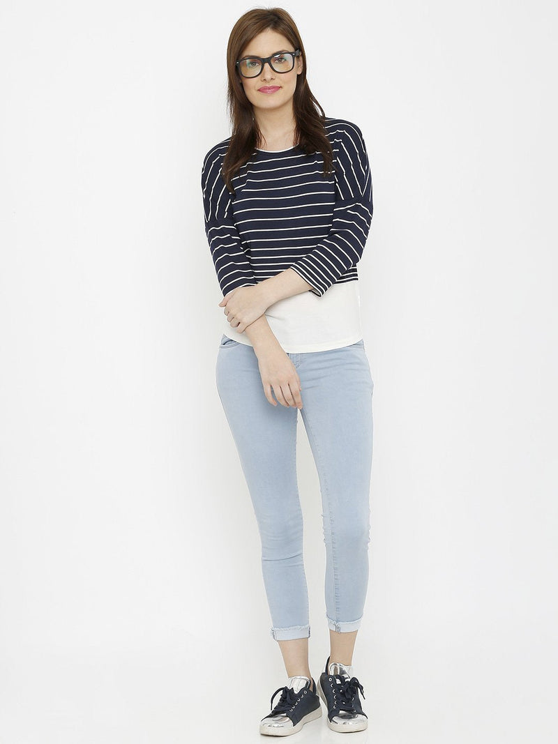 K4050 Mid-Rise Skinny Crop Length Jeans - Light Blue