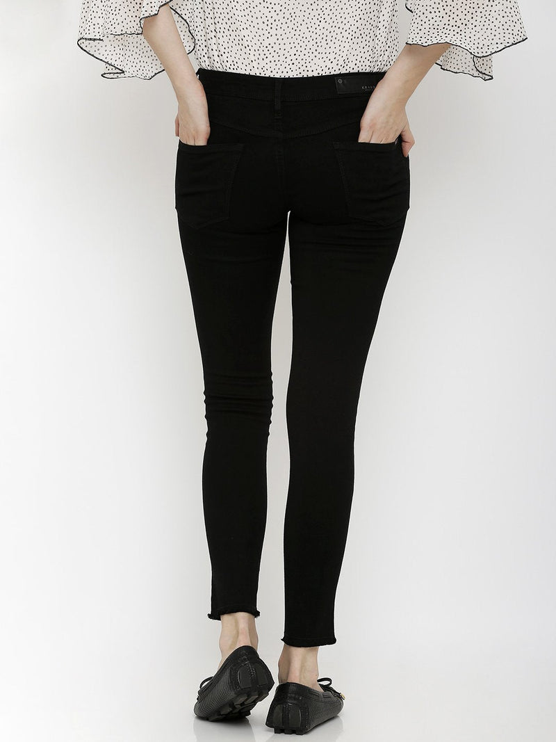 K4050 Mid-Rise Skinny Crop Length Jeans - Black