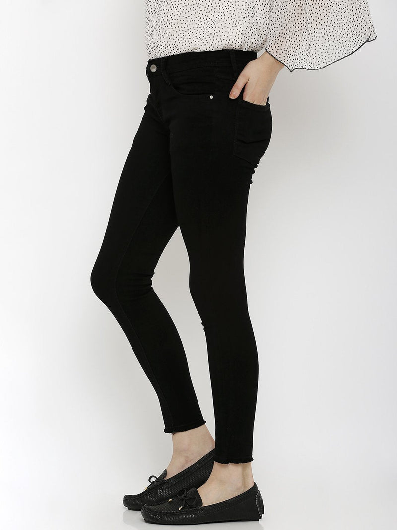 K4050 Mid-Rise Skinny Crop Length Jeans - Black
