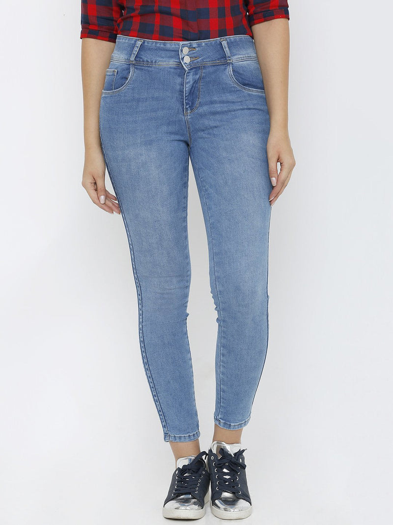K4014 High-Rise Skinny Jeans - Medium Blue