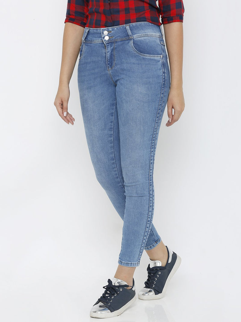 K4014 High-Rise Skinny Jeans - Medium Blue