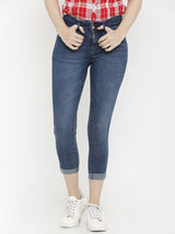 K4050 Mid-Rise Skinny Crop Length Jeans - Dark Blue