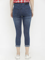 K4050 Mid-Rise Skinny Crop Length Jeans - Dark Blue