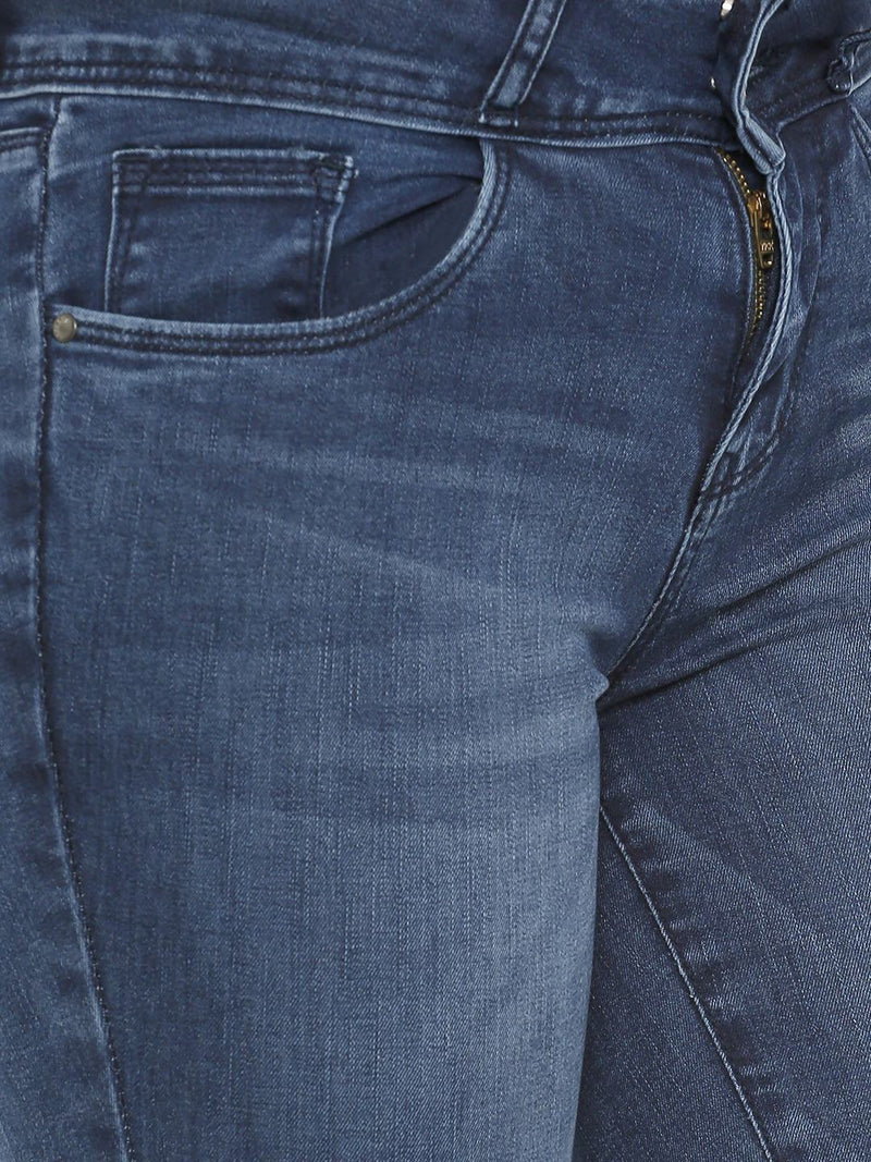 K4050 Mid-Rise Skinny Crop Length Jeans - Dark Blue