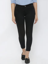 K4050 Mid-Rise Skinny Crop Length Jeans - Black