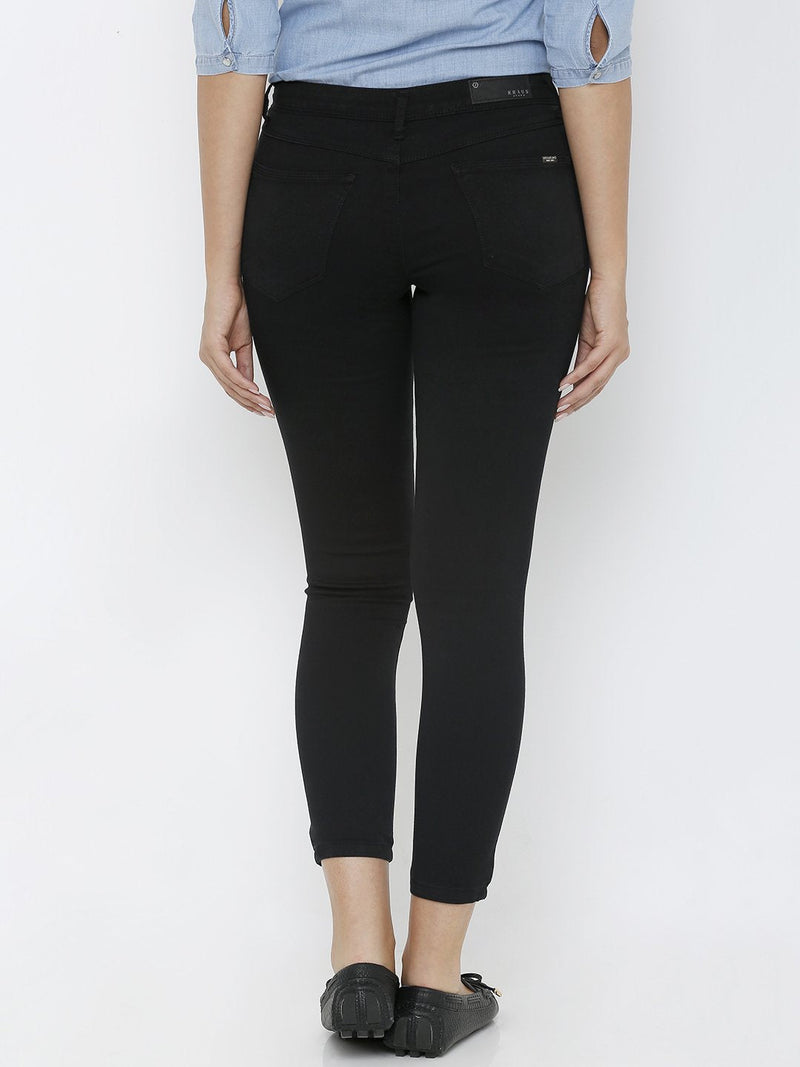K4050 Mid-Rise Skinny Crop Length Jeans - Black