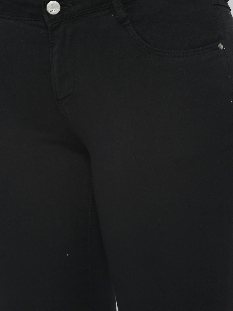 K4050 Mid-Rise Skinny Crop Length Jeans - Black