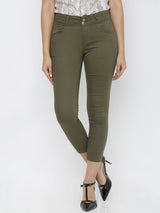 K4050 Mid-Rise Skinny Crop Length Jeans - Olive