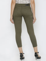 K4050 Mid-Rise Skinny Crop Length Jeans - Olive