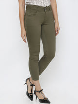 K4050 Mid-Rise Skinny Crop Length Jeans - Olive