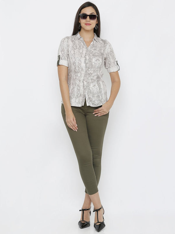 K4050 Mid-Rise Skinny Crop Length Jeans - Olive