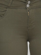 K4050 Mid-Rise Skinny Crop Length Jeans - Olive