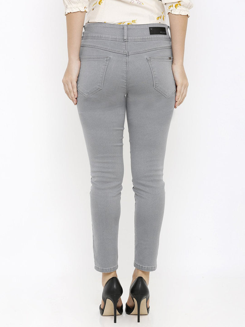 K4050 Mid-Rise Skinny Crop Length Jeans - Grey