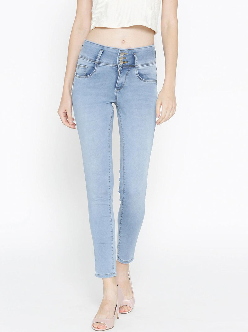 K4014 High-Rise Skinny Jeans - Light Blue