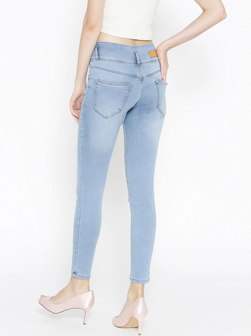 K4014 High-Rise Skinny Jeans - Light Blue