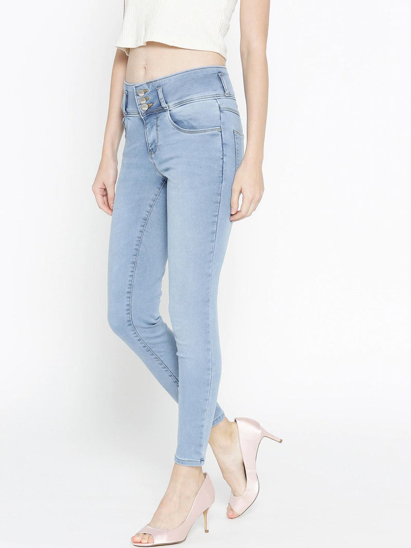 K4014 High-Rise Skinny Jeans - Light Blue