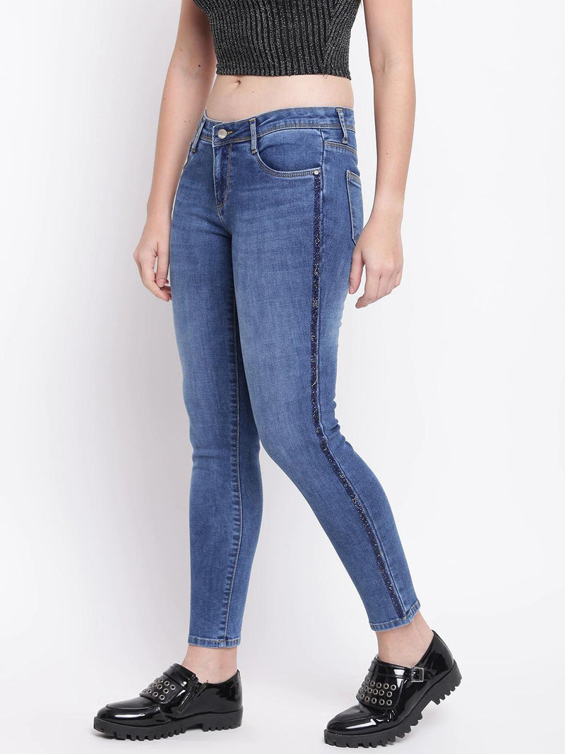 K4050 Mid-Rise Skinny Crop Length Jeans - Blue