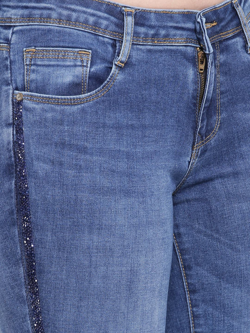 K4050 Mid-Rise Skinny Crop Length Jeans - Blue