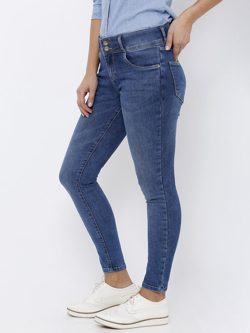 K4014 High-Rise Skinny Jeans - Blue
