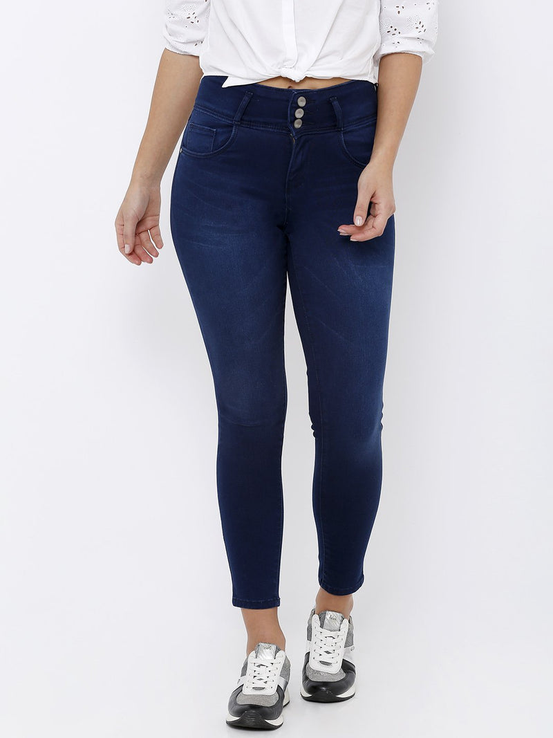 K4014 High-Rise Skinny Jeans - Ink Blue