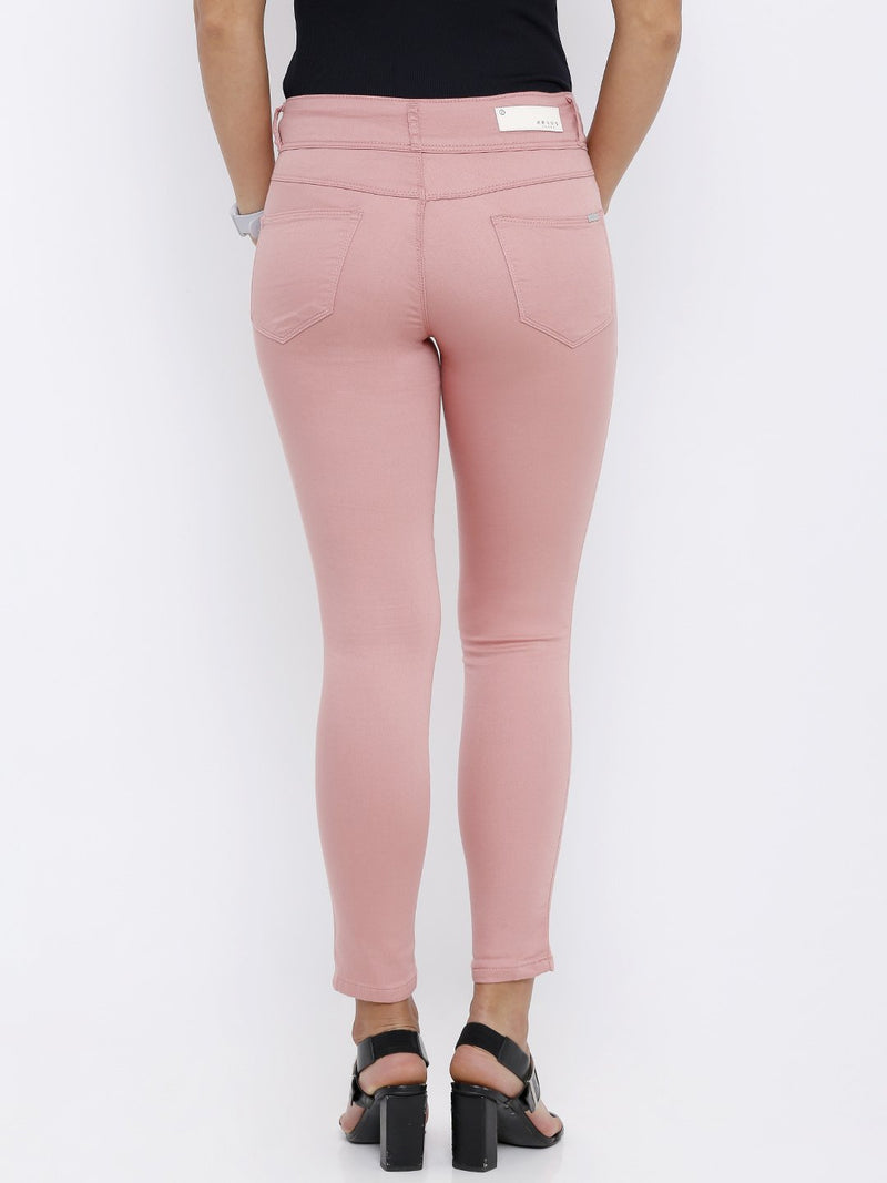 K4050 Mid-Rise Skinny Crop Length Jeans - Blush Pink
