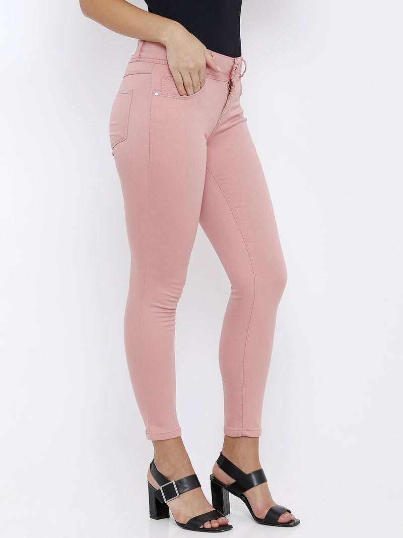 K4050 Mid-Rise Skinny Crop Length Jeans - Blush Pink