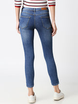 K4050 Mid-Rise Skinny Crop Length Jeans - Blue