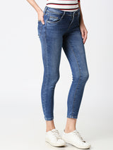 K4050 Mid-Rise Skinny Crop Length Jeans - Blue